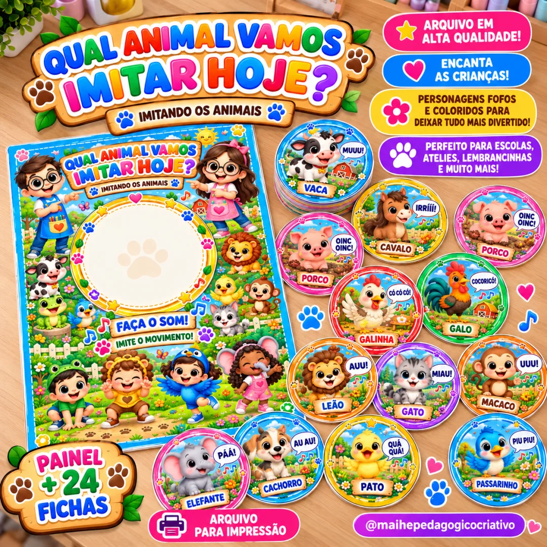 Imitando os Animais - Qual Animal Vamos Imitar Hoje? - Educação Infantil - Jogo - Arquivo Digital
