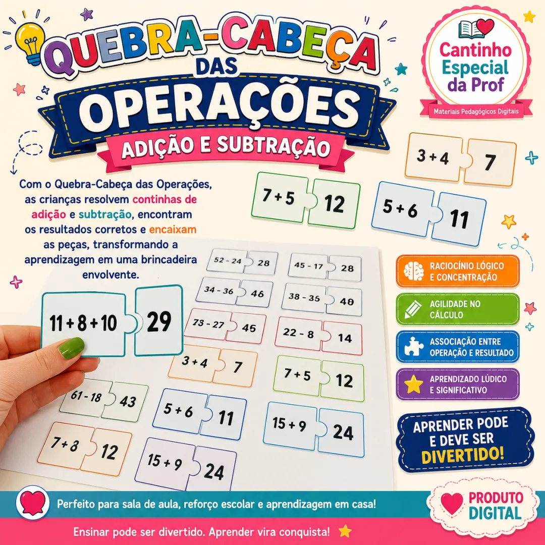 🧩 Quebra-Cabeça das Operações: Adição e Subtração🧩