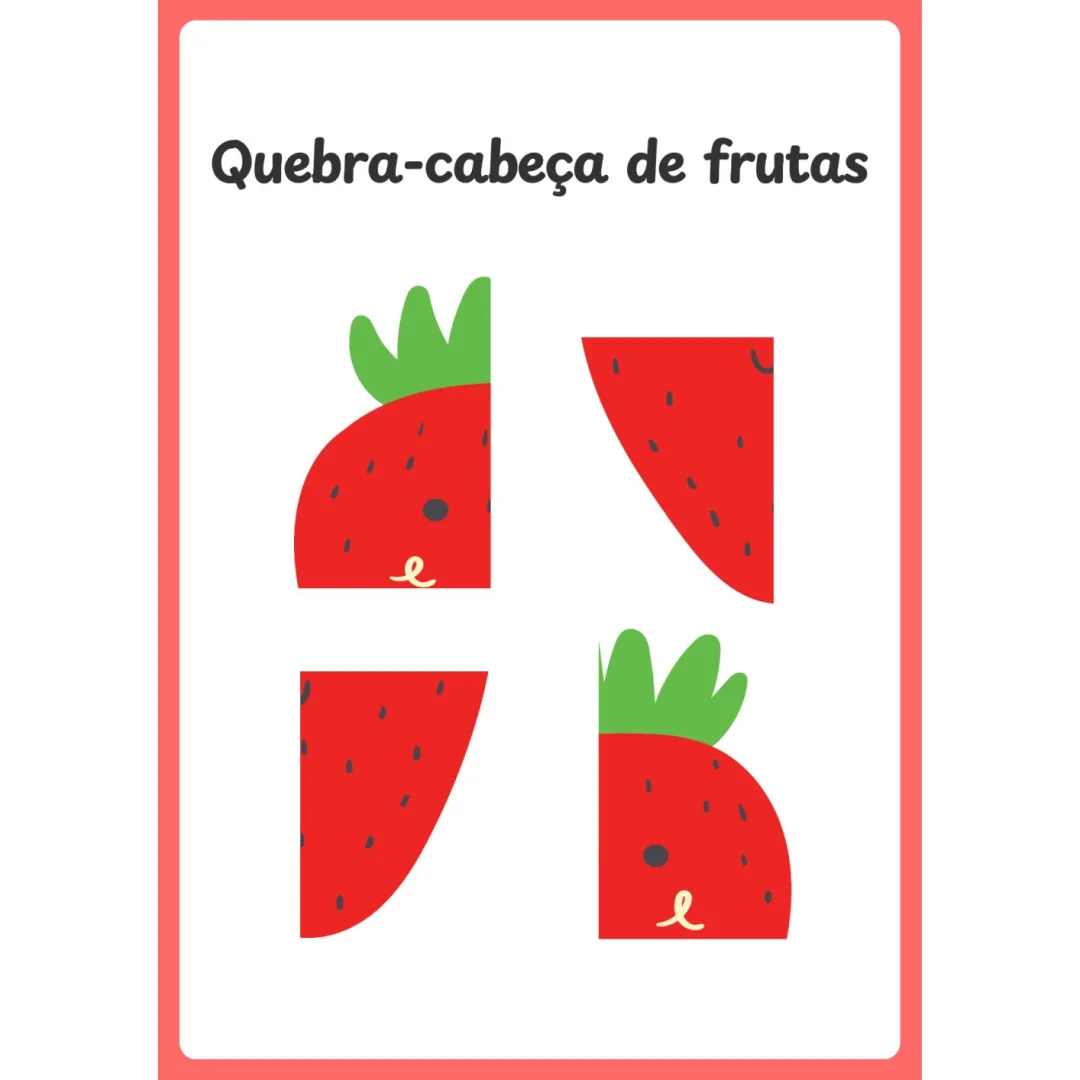 Quebra Cabeça de Frutas — Pronto para Imprimir