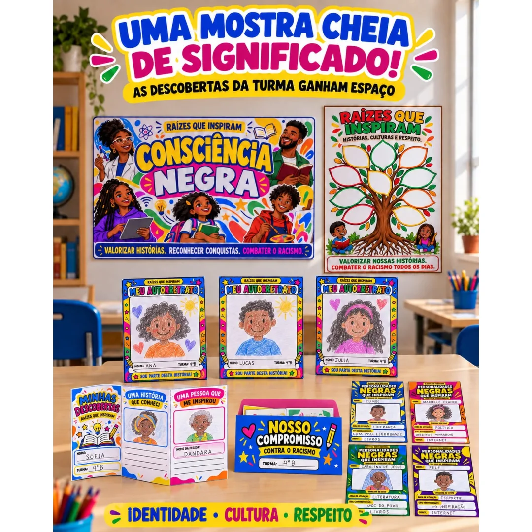 RAÍZES QUE INSPIRAM — PROJETO CONSCIÊNCIA NEGRA 🌳✊🏾  LEVE PARA SUA TURMA UM PROJETO QUE VALORIZA IDENTIDADES, APRESENT
