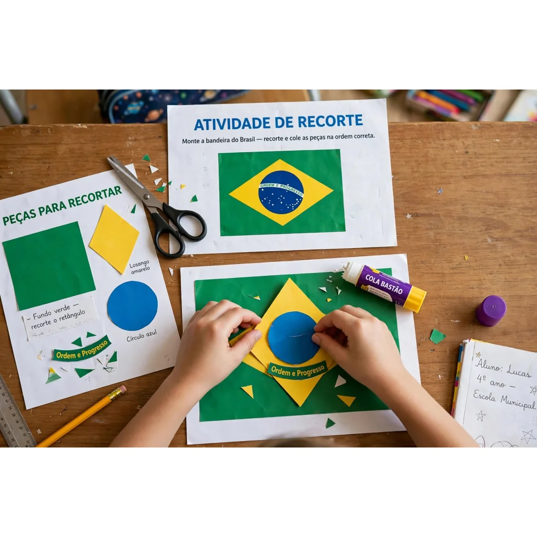Atividade Recorte e Cole - Independência - Educação Infantil - Ensino Fundamental 