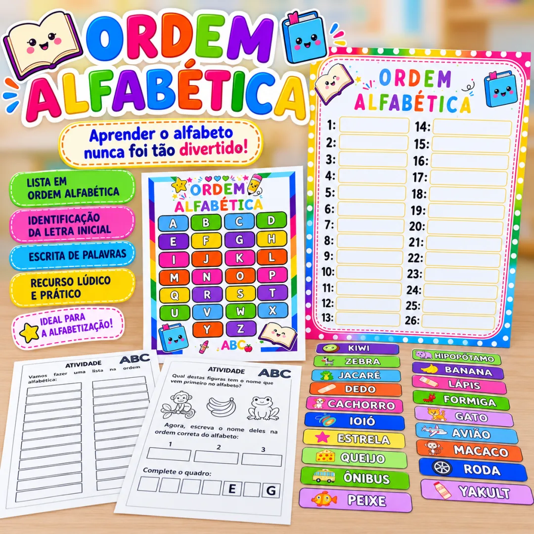 Recurso – Ordem alfabética | ABC Para Educação Infantil Ao 3º Ano Em PDF!