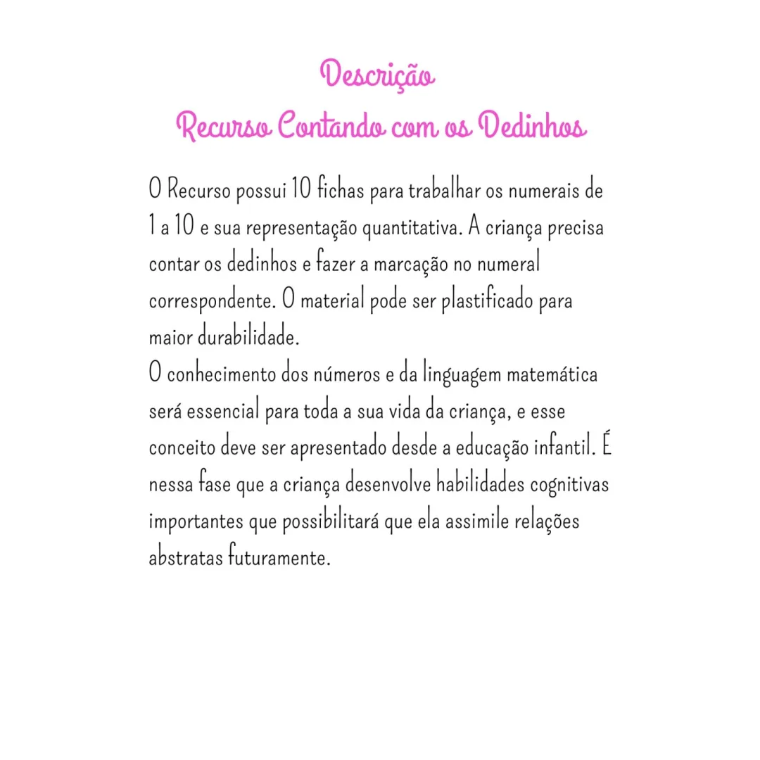 Recursos Contando com os Dedinhos