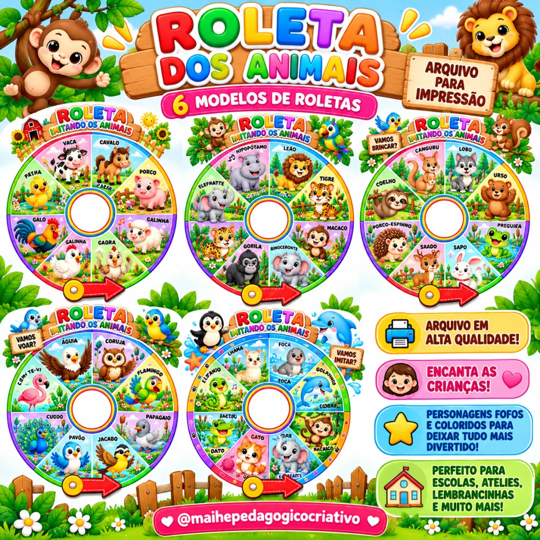 Imitando os Animais - Roleta dos Animais - Educação Infantil - Jogo
