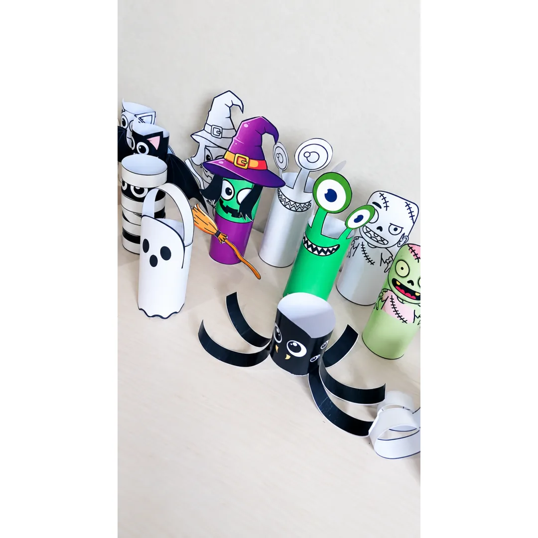 Rolinhos de Halloween - 9 Personagens em PDF para Imprimir