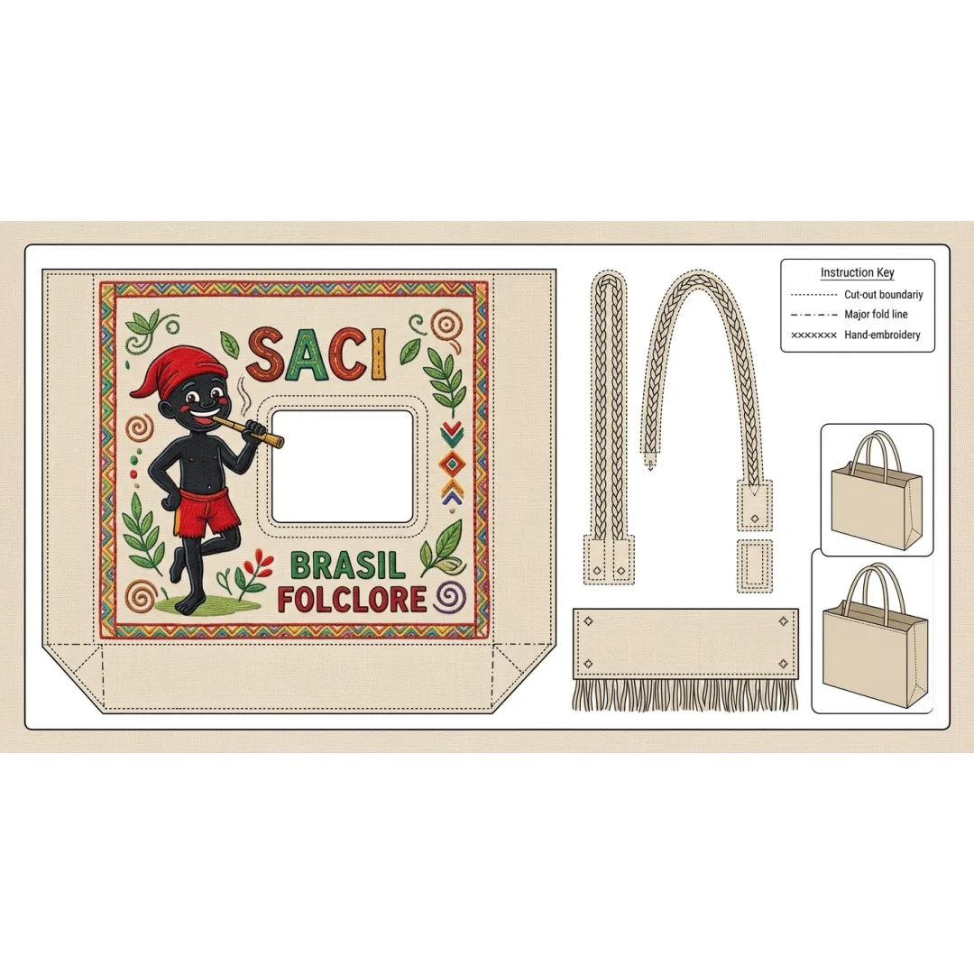 SACOLA DO SACI MATERIAL PDF PARA RECORTAR E MONTAR VOCÊ  NÃO  RECEBERÁ O PRODUTO FÍSICO 