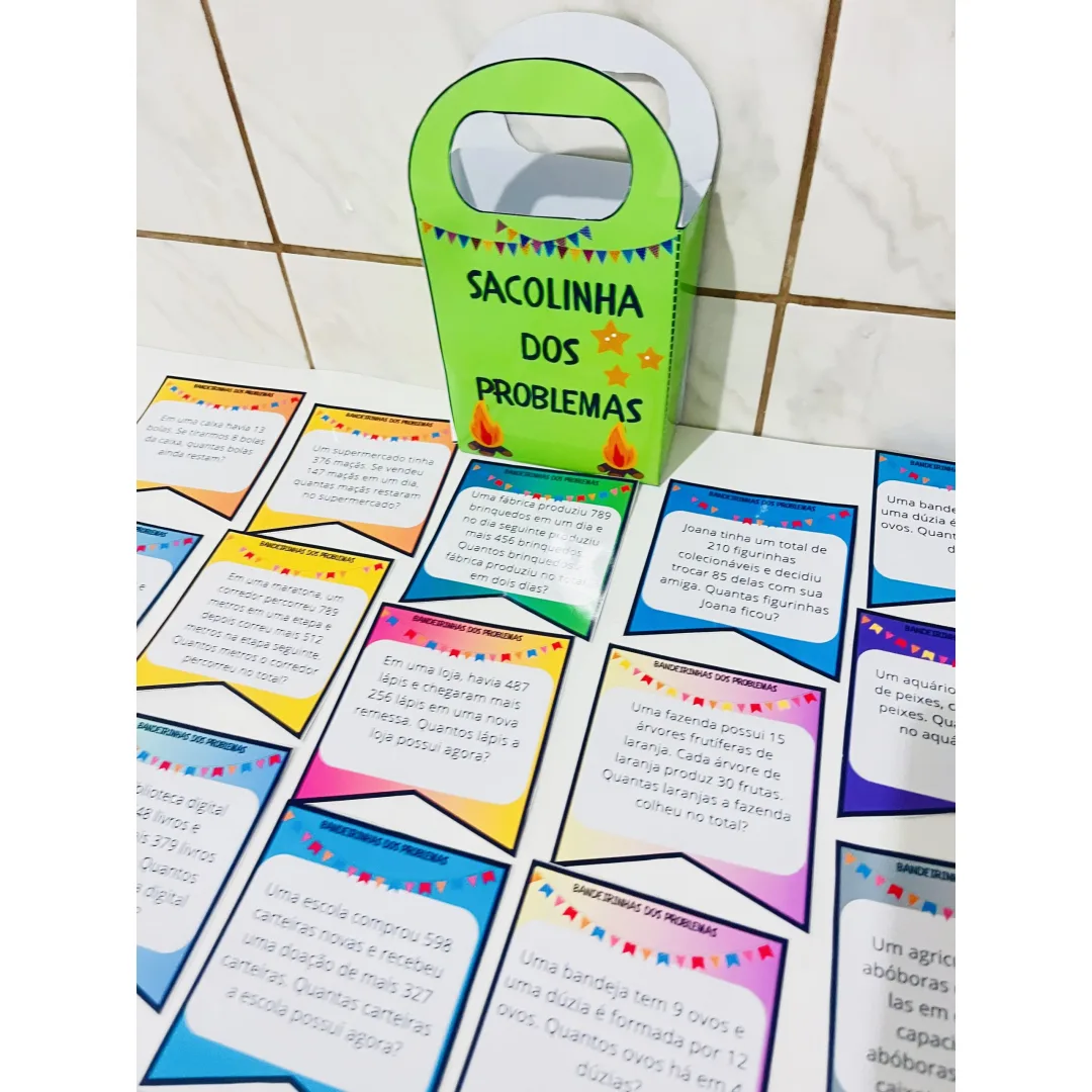 SACOLA MATEMÁTICA / ATIVIDADE JUNINA: BANDEIRINHA DOS PROBLEMAS 3º ANO