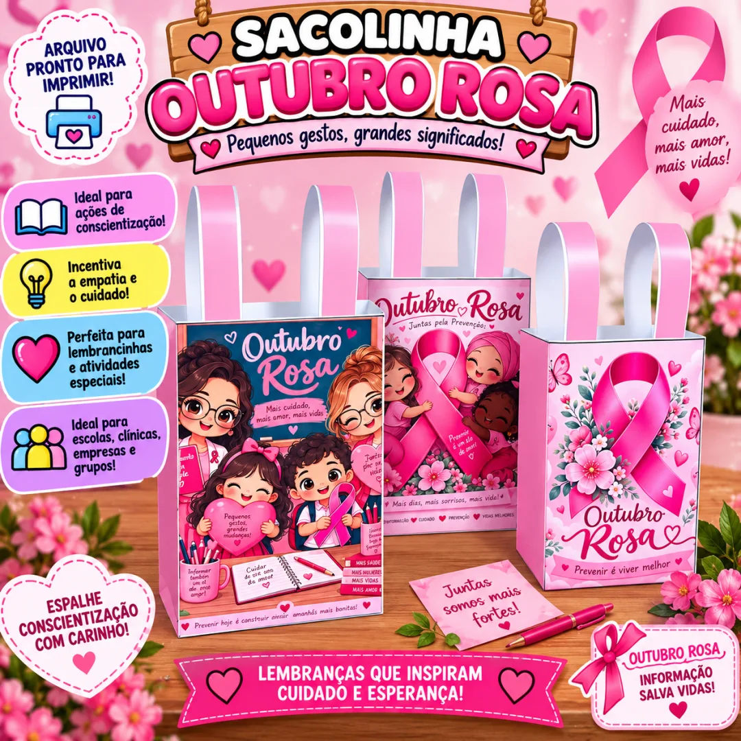💗 SACOLINHA OUTUBRO ROSA – UMA LEMBRANCINHA CHEIA DE AMOR E SIGNIFICADO! 💗