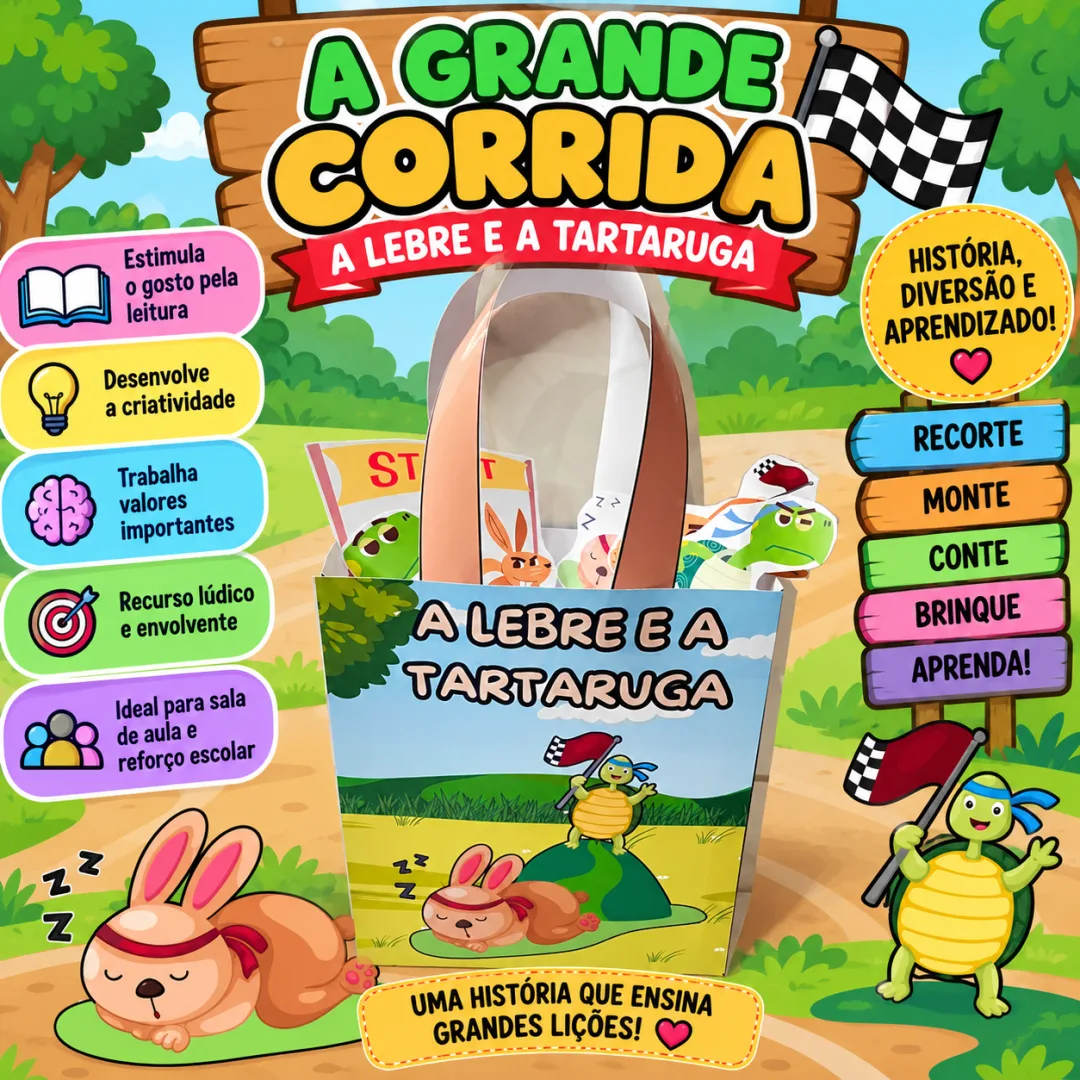 🐢🐇 SACOLINHA TEATRAL – A LEBRE E A TARTARUGA