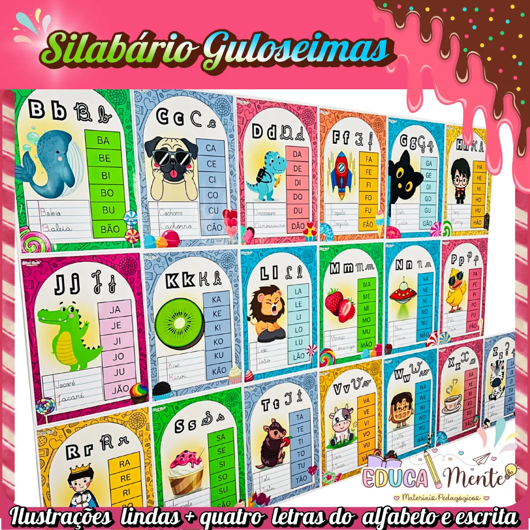 🍩 SILABÁRIO SIMPLES TEMA GULOSEIMAS 🍭