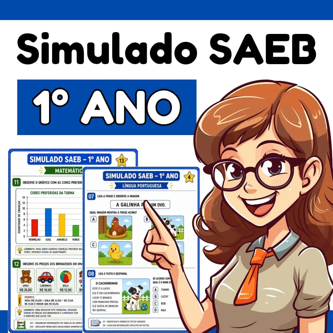 Simulado Saeb - 1° ano Ensino Fundamental 