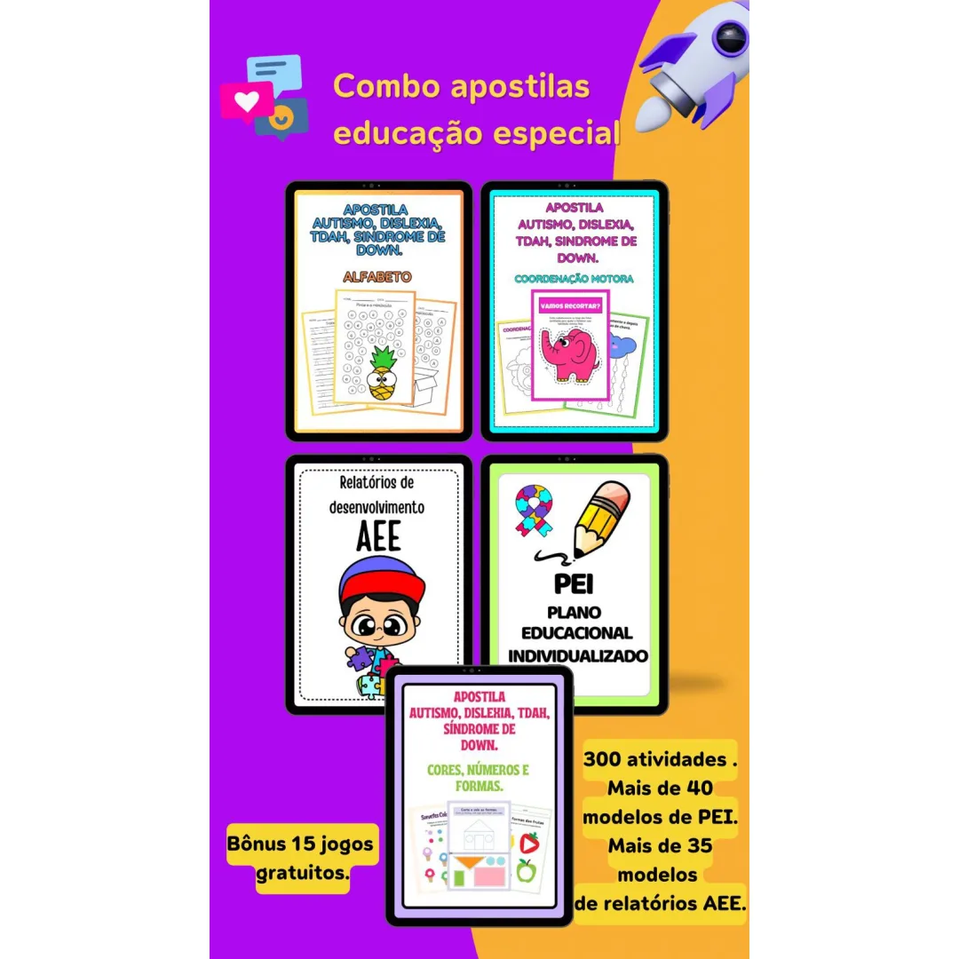 🌈SUPER LANÇAMENTO  *Tudo isso por R$ 27,00*  ❇️Combo completo que vai transformar a sua prática na educação inclusiva! 