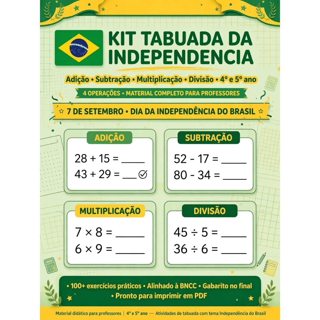 Tabuada da Independência - Matemática - PDF