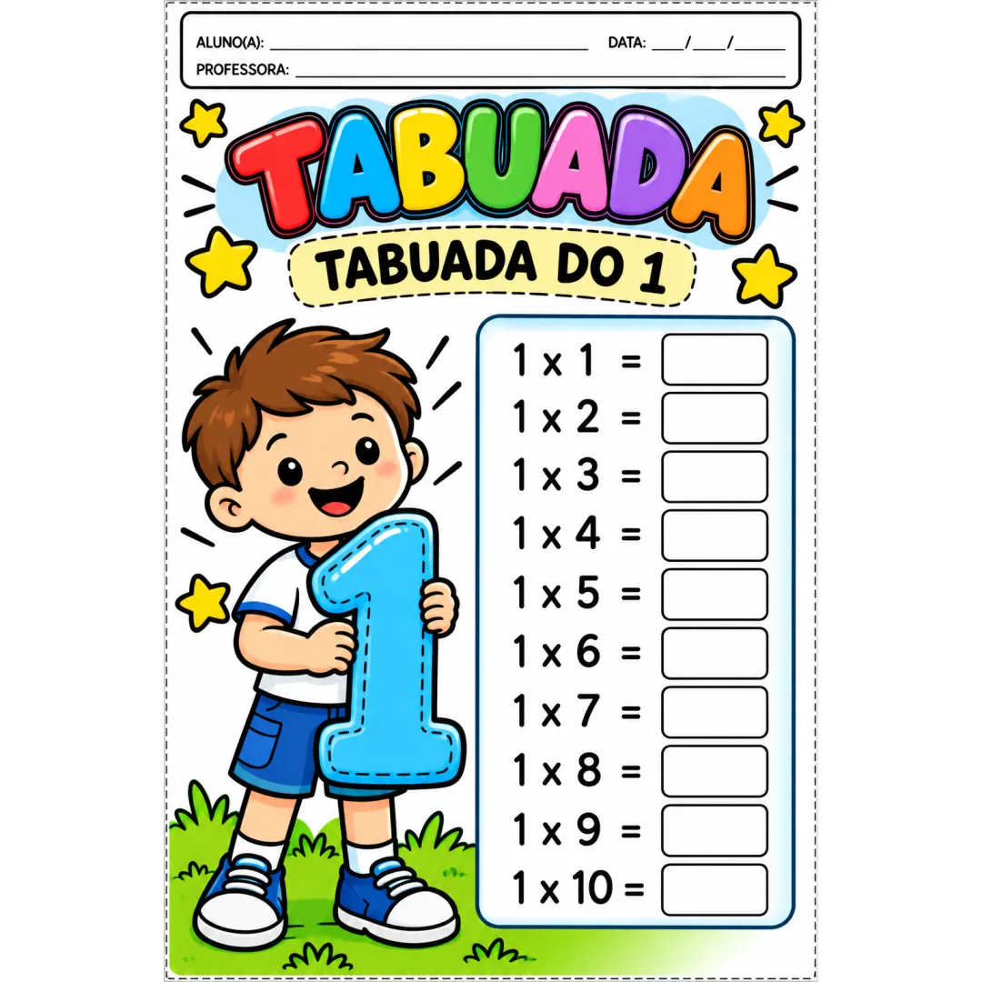 Tabuada lúdica em PDF - 1/2/3 ano 