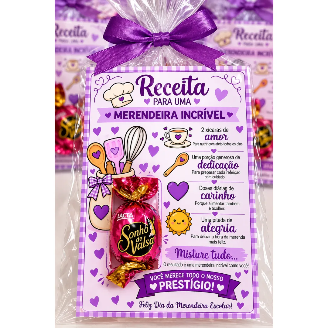 Lembracinha Tag Dia da Merendeira Escolar - Lembrancinha para Chocolate Sonho de Valsa (PDF)