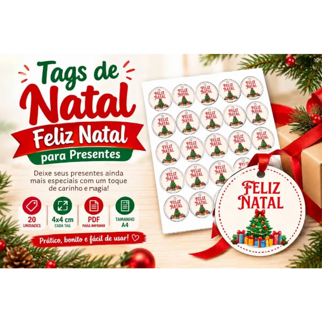Tags Natalinas para Presentes e Lembrancinhas – Arquivo Digital PDF