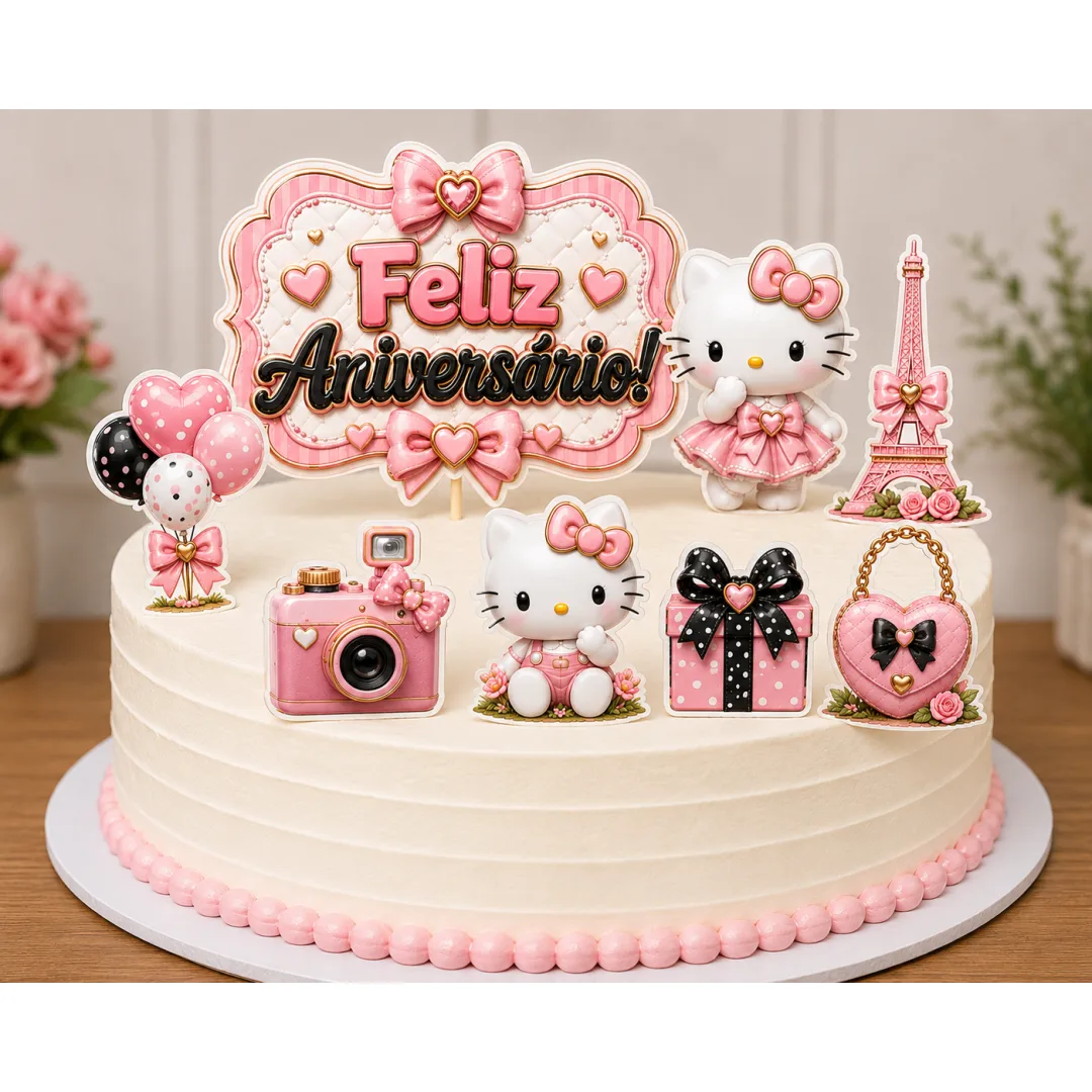 Topo de Bolo Hello Kitty - PDF para Impressão