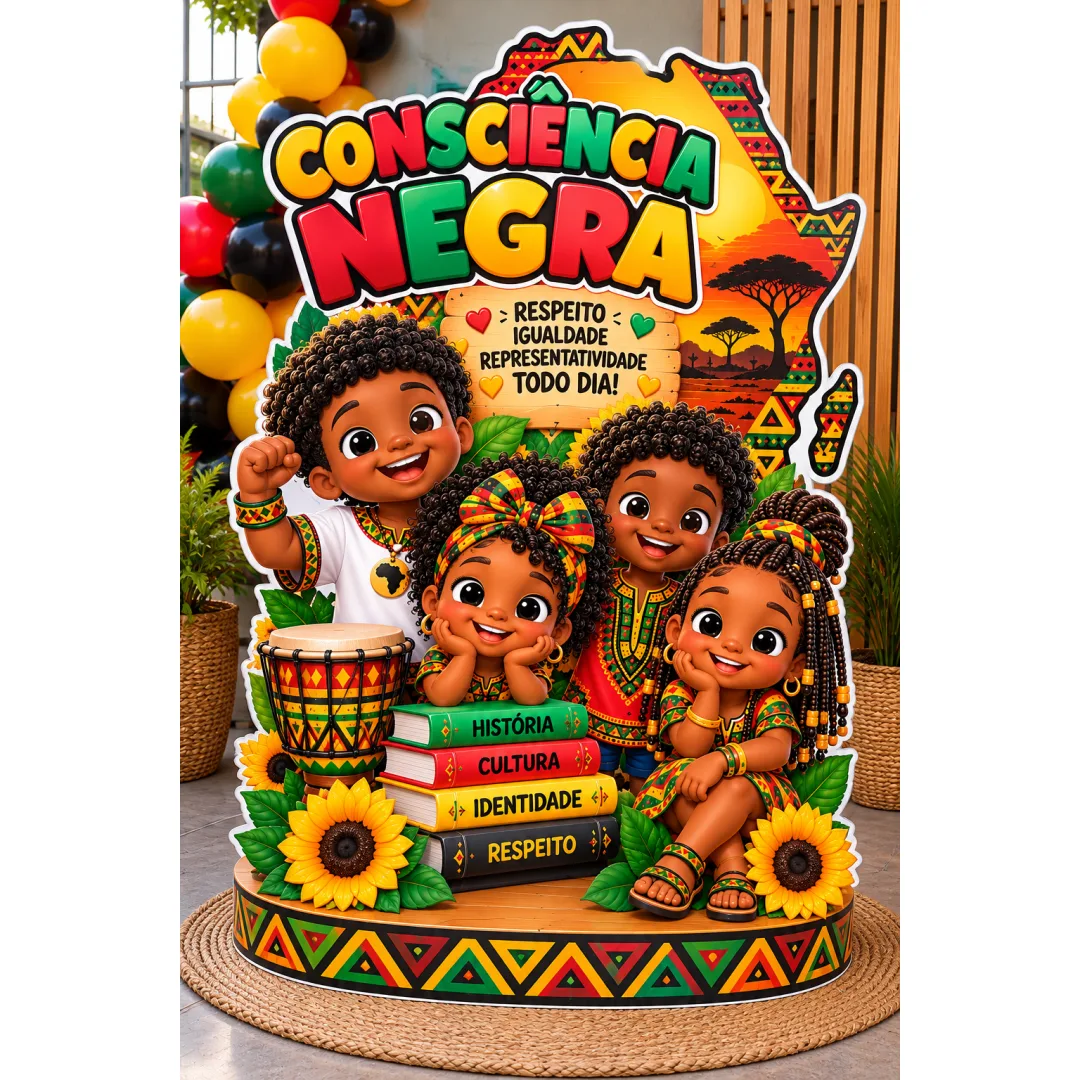 Totem Consciência Negra 3D - PDF para Impressão - 21 Páginas