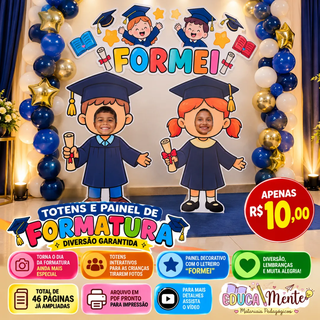 🎓 TOTENS E PAINEL DE FORMATURA – DIVERSÃO GARANTIDA 🎓