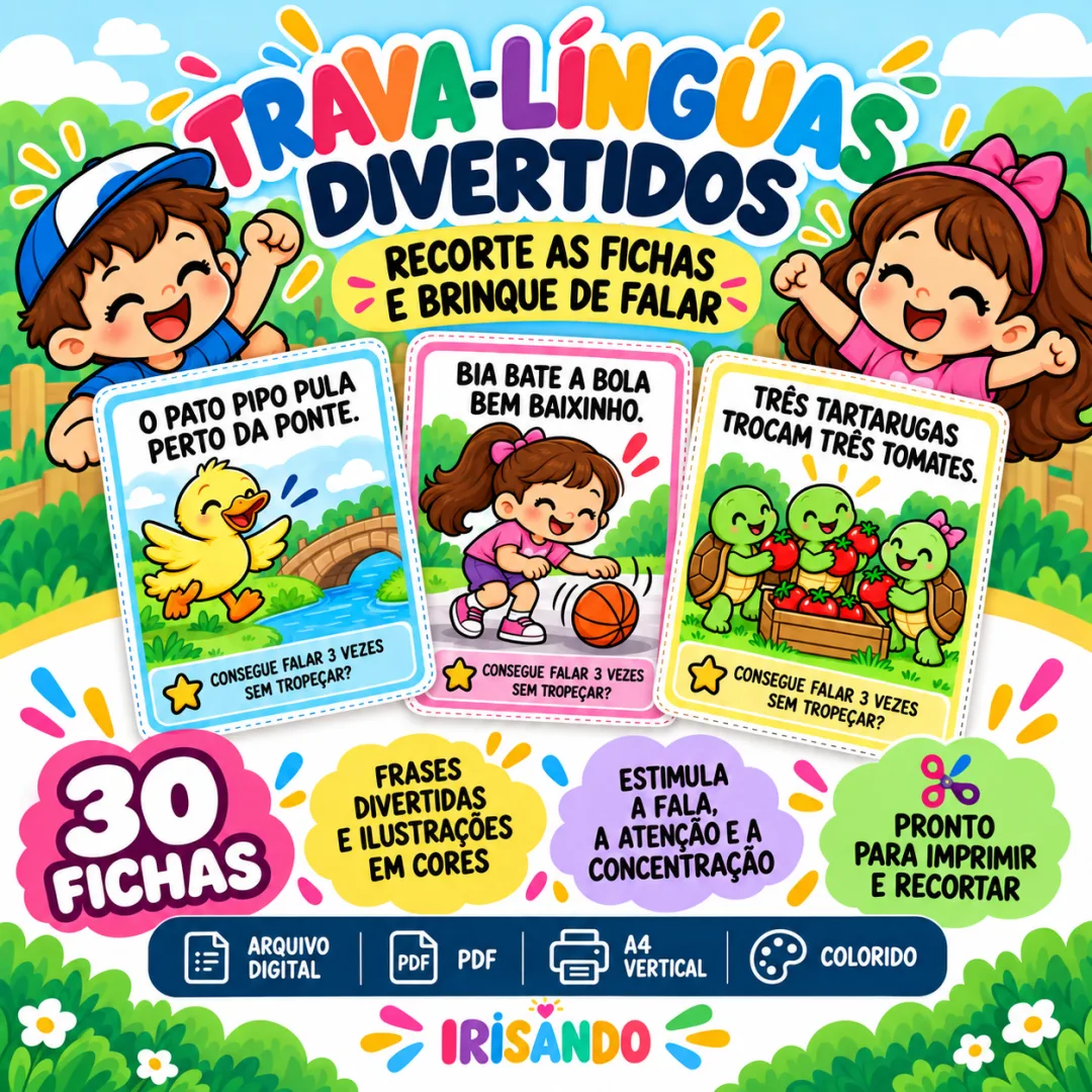 Trava-Línguas Divertidos – 30 Fichas Ilustradas 