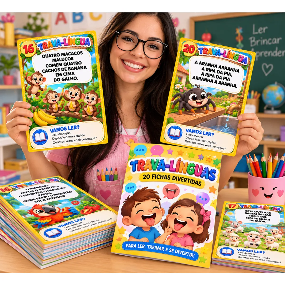 Trava-línguas Infantil — 20 Atividades de Leitura para Imprimir