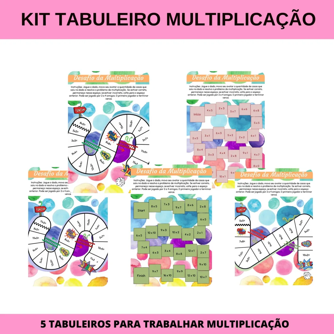 TRILHA DA MULTIPLICAÇÃO / TABULEIRO DA MULTIPLICAÇÃO