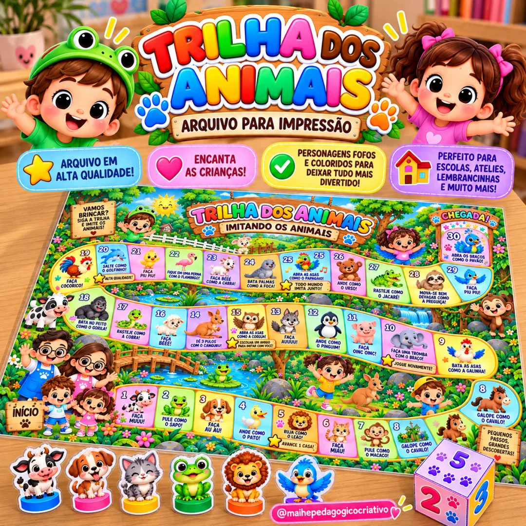 Imitando os Animais - Trilha dos Animais - Educação Infantil - Jogo - Arquivo Digital