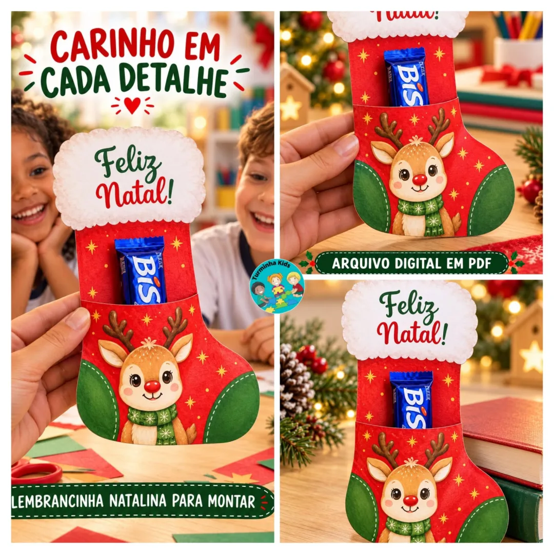 🎄 UM BIS E MUITO CARINHO! 🦌❤️ 💰5,00 Uma lembrancinha delicada para adoçar o Natal dos seus alunos e de pessoas especi