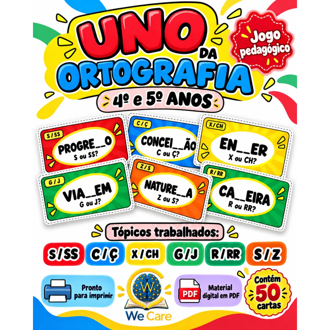 UNO da Ortografia – 4º e 5º Anos  Jogo Pedagógico de Ortografia em PDF
