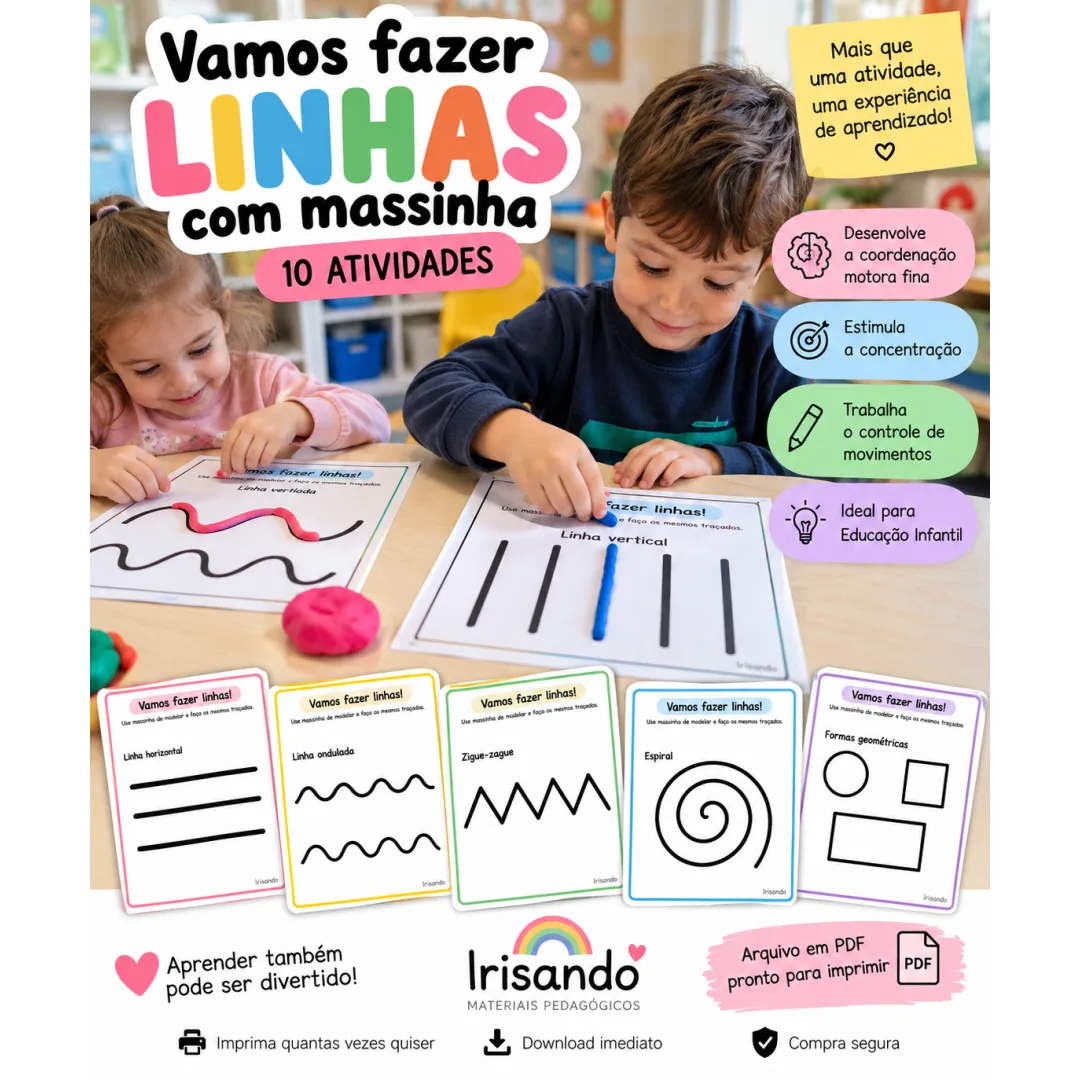 Vamos Fazer Linhas com Massinha — 10 Atividades
