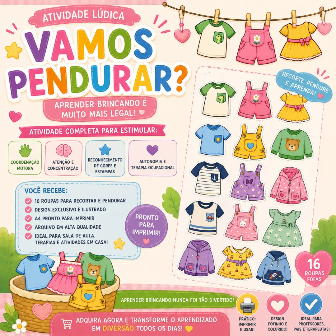 Jogo Lúdico: Pendurar as Roupas no Varal - Educação Especial - PDF