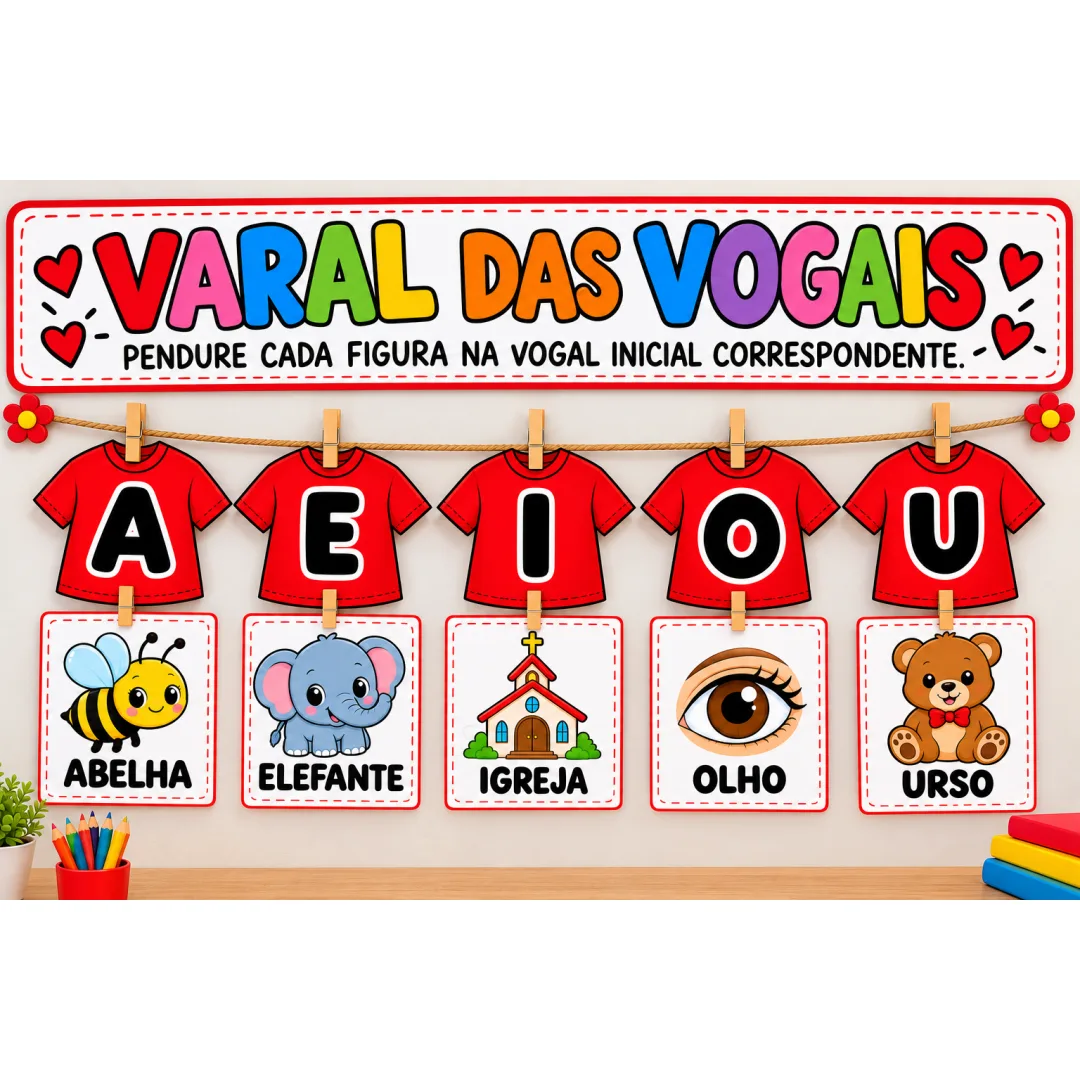Varal das Vogais – Atividade de Alfabetização em PDF