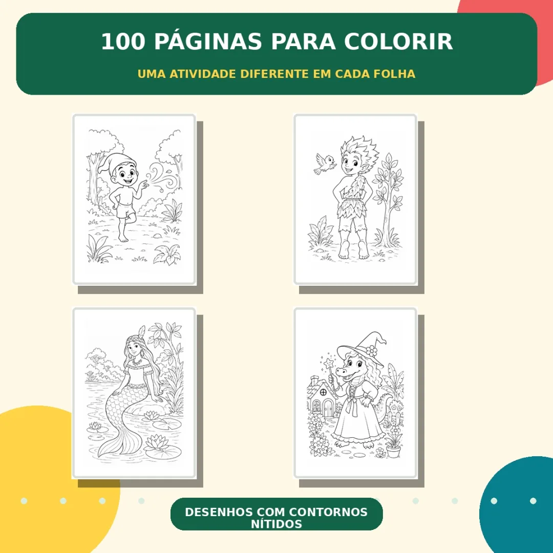 100 Desenhos do Folclore Brasileiro para Colorir – PDF A4 — imagem 3