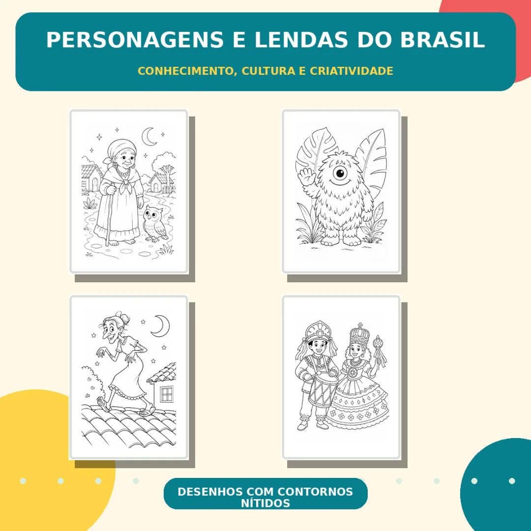 100 Desenhos do Folclore Brasileiro para Colorir – PDF A4 — imagem 4