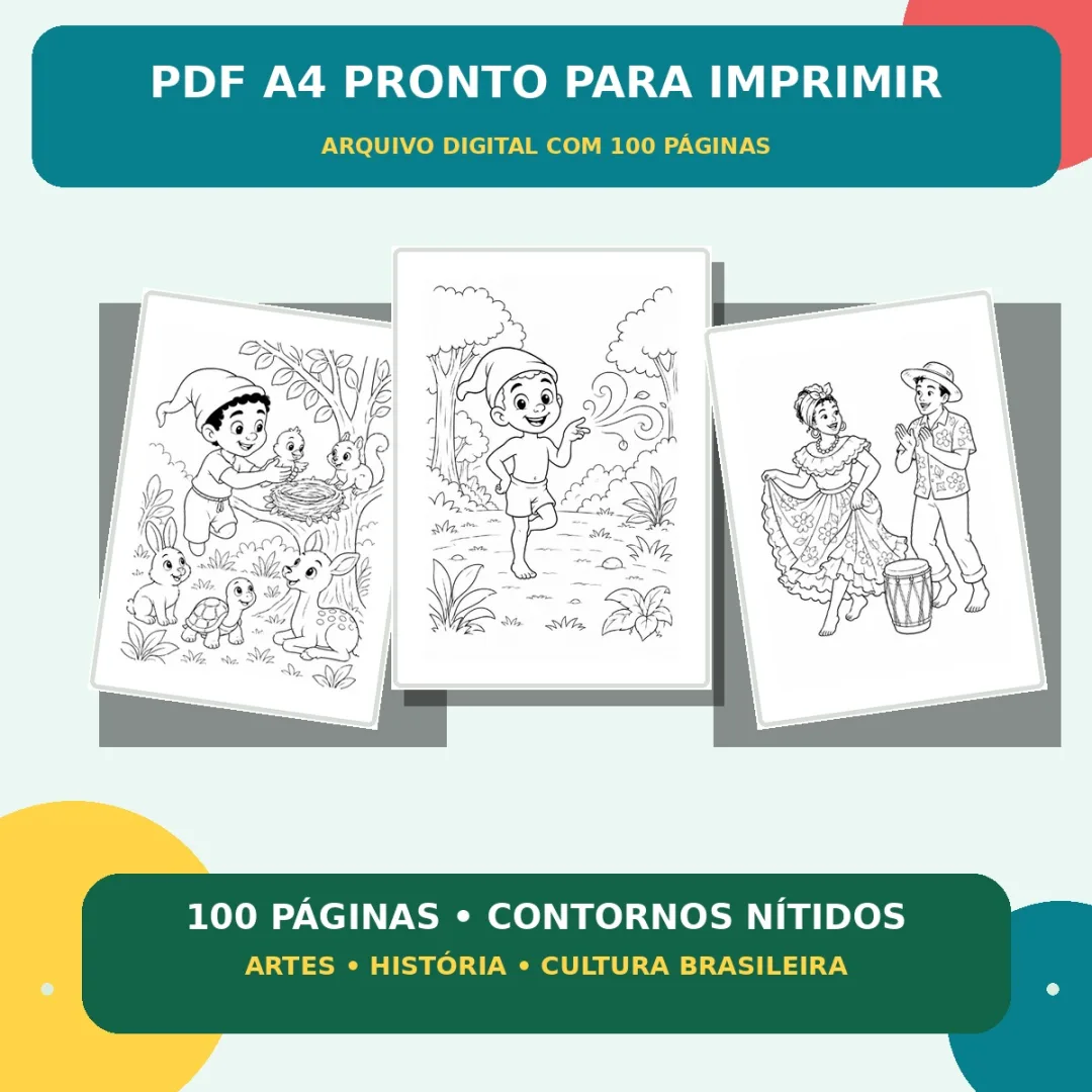 100 Desenhos do Folclore Brasileiro para Colorir – PDF A4 — imagem 6