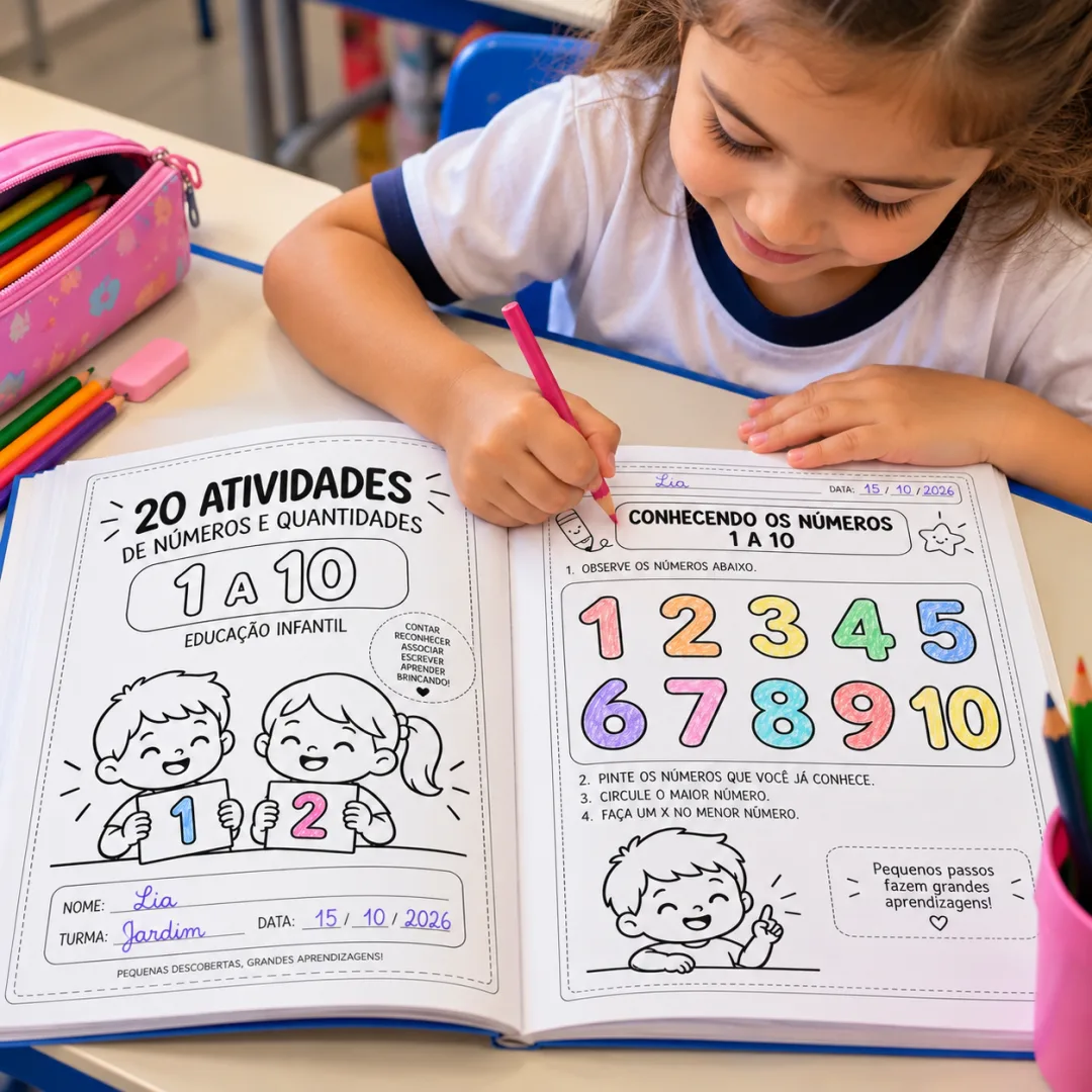 20 Atividades de matemática Números e Quantidades de 1 a 10 para Educação Infantil – PDF para Imprimir — imagem 4