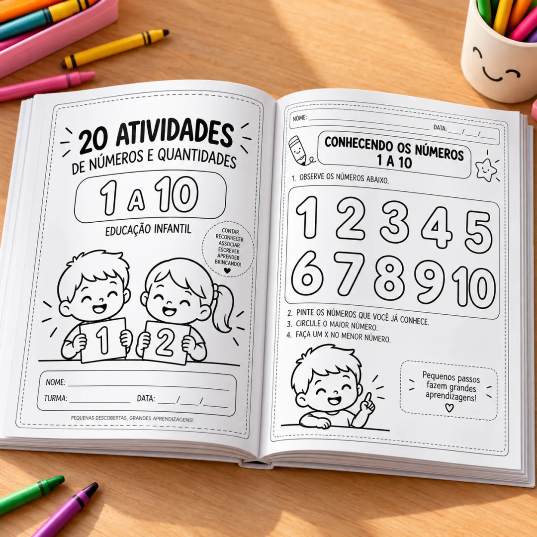 20 Atividades de matemática Números e Quantidades de 1 a 10 para Educação Infantil – PDF para Imprimir — imagem 2