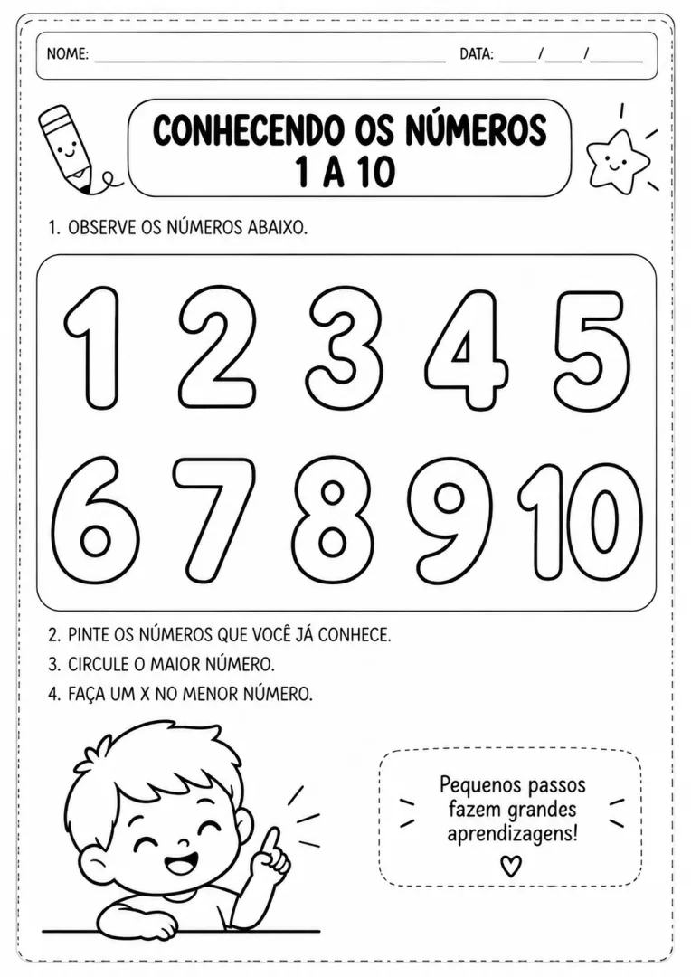 20 Atividades de Números e Quantidades 1 a 10 — Educação Infantil em PDF — imagem 6