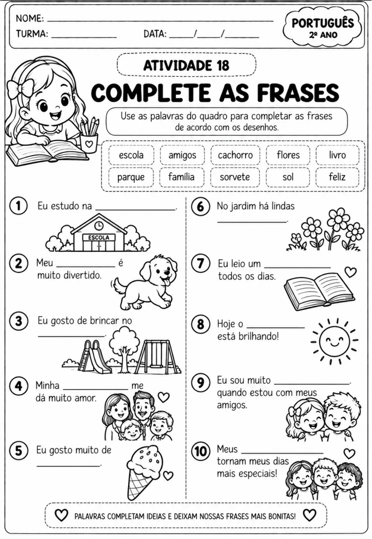 20 Atividades de Português – 2º Ano - Ensino Infantil Leitura e Interpretação em PDF — imagem 4
