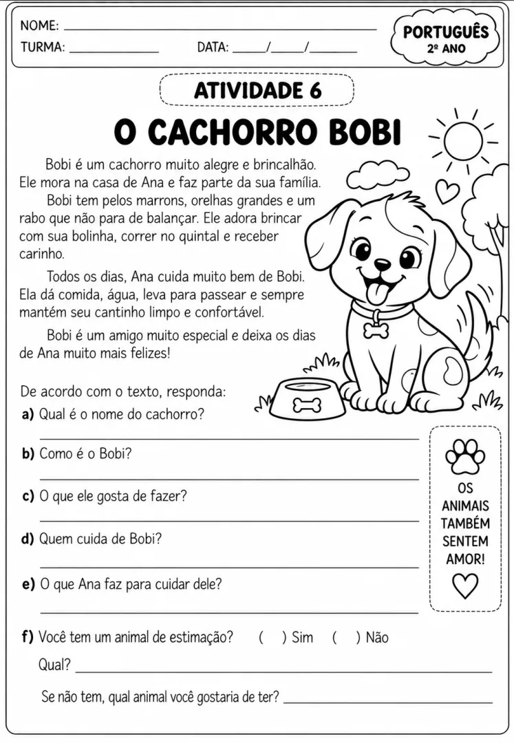 20 Atividades de Português – 2º Ano - Ensino Infantil Leitura e Interpretação em PDF — imagem 3