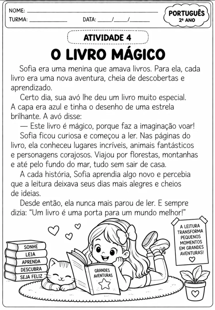 20 Atividades de Português – 2º Ano - Ensino Infantil Leitura e Interpretação em PDF — imagem 4