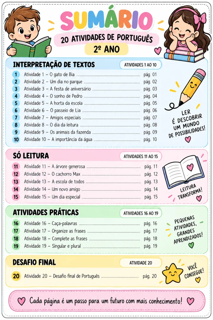20 Atividades de Português – 2º Ano - Ensino Infantil Leitura e Interpretação em PDF — imagem 5