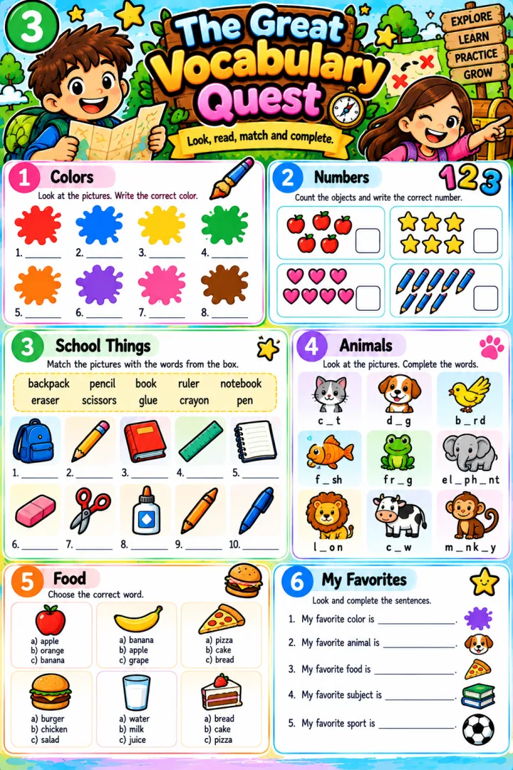 40 atividades de inglês ilustradas PDF - Ensino Fundamental  — imagem 3
