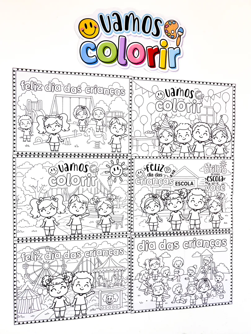 6 Painéis para colorir, em PDF - Dia das Crianças — imagem 2