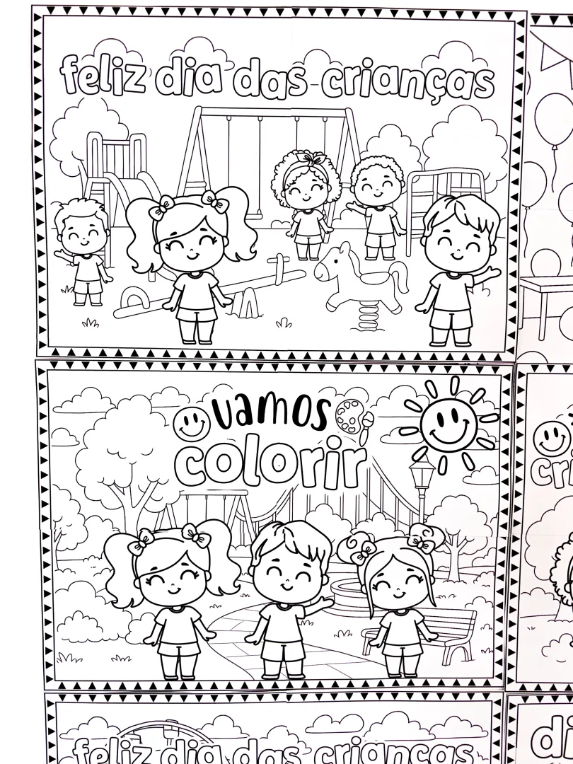 6 Painéis para colorir, em PDF - Dia das Crianças — imagem 3