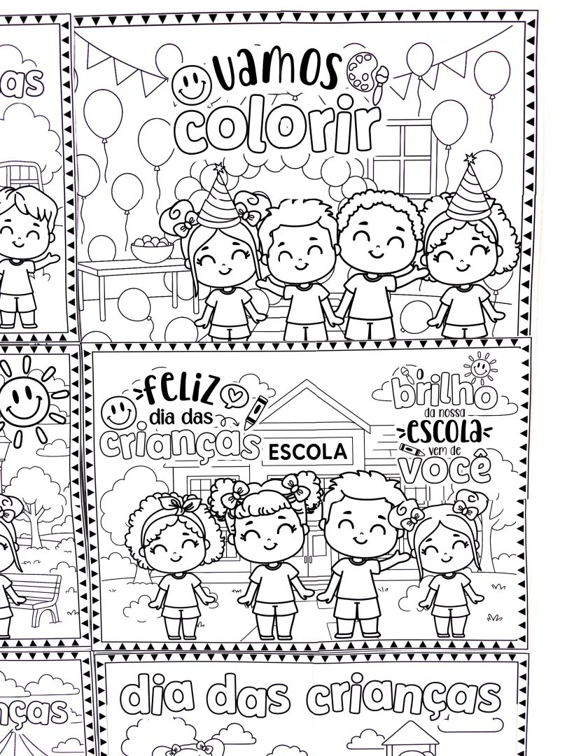 6 Painéis para colorir, em PDF - Dia das Crianças — imagem 4