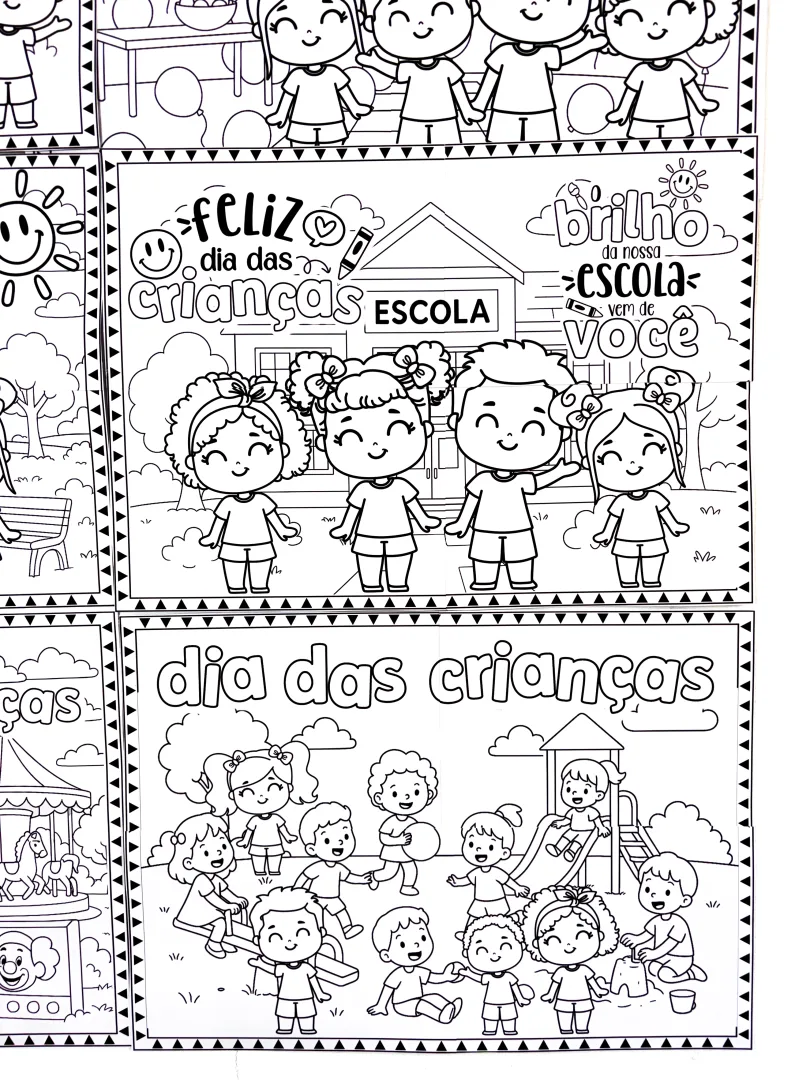 6 Painéis para colorir, em PDF - Dia das Crianças — imagem 5