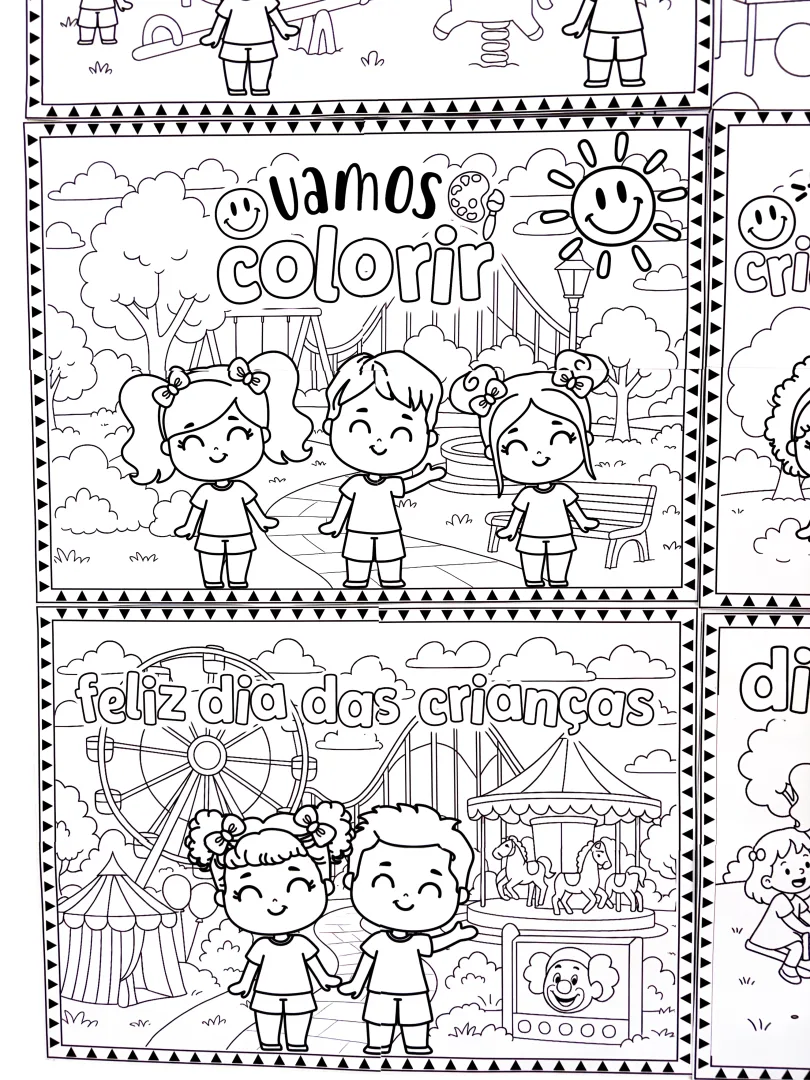 6 Painéis para colorir, em PDF - Dia das Crianças — imagem 6
