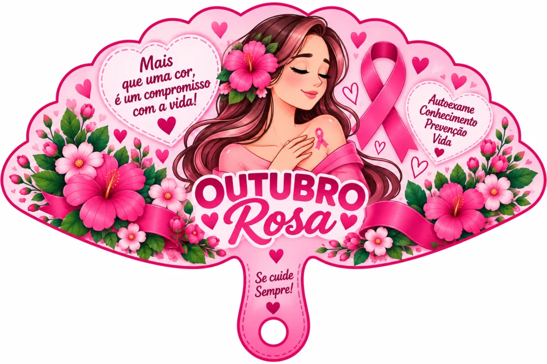 8 Modelos de Leques Outubro Rosa Educação Infantil Fundamental PDF — imagem 3
