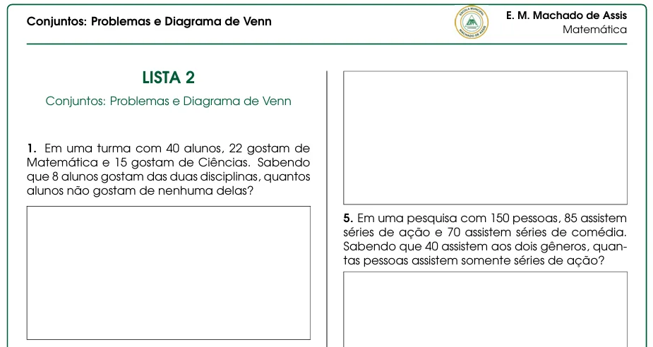 9º Ano - Conjuntos e Conjuntos Numéricos – Lista de Exercícios em PDF  — imagem 2
